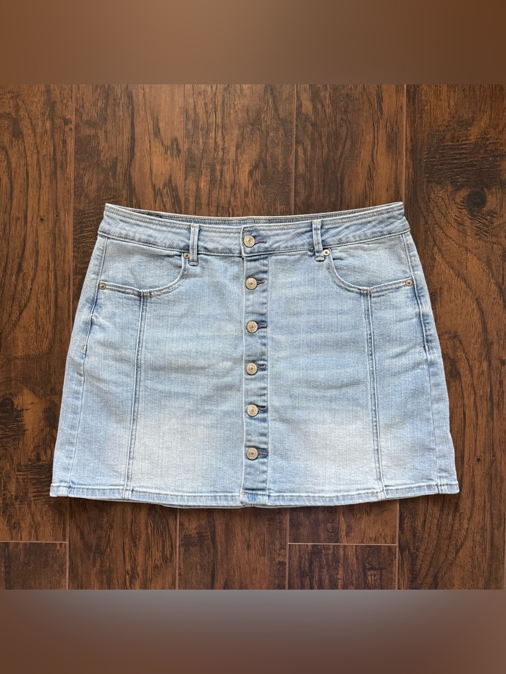 American Eagle Size 14 Super Stretch Hi - Rise A - Line Denim Skirt